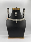 Noir & Gold Medallion Choker Set with Teardrop Crystals